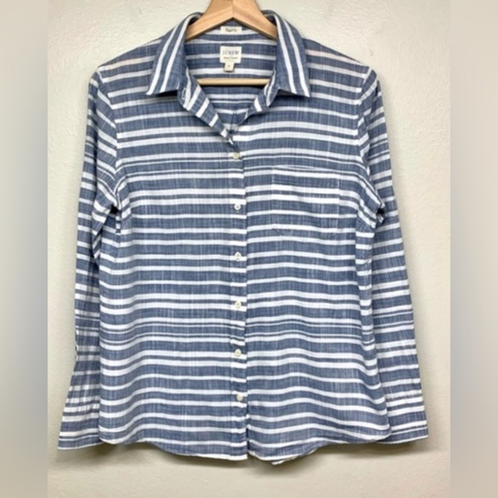 J Crew Womens Perfect Shirt‎ Striped Button Down Shirt Size M